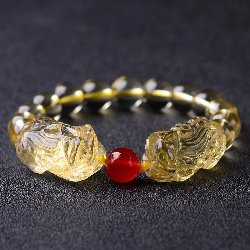 Natural Citrine Double Pixiu Bracelet