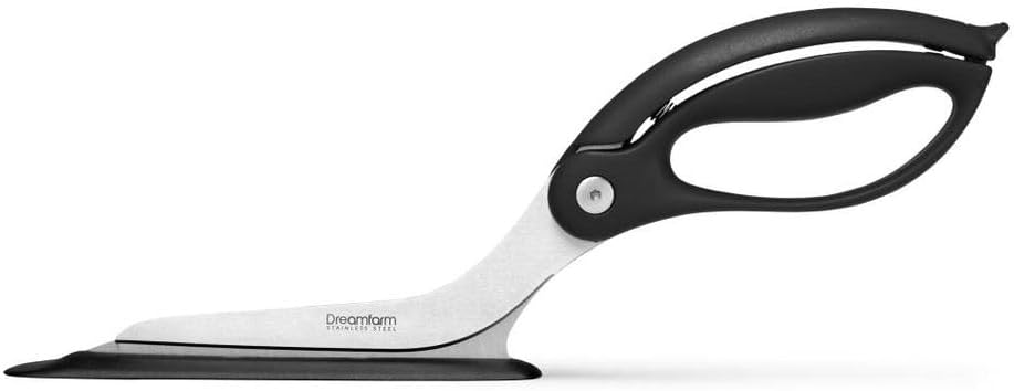 Non-Stick Pizza Scissors with Protective Server | Stainless Steel All-In-One Pizza Slicer & Pizza Server | Easy-To-Use & Clean Pizza Cutters | Black