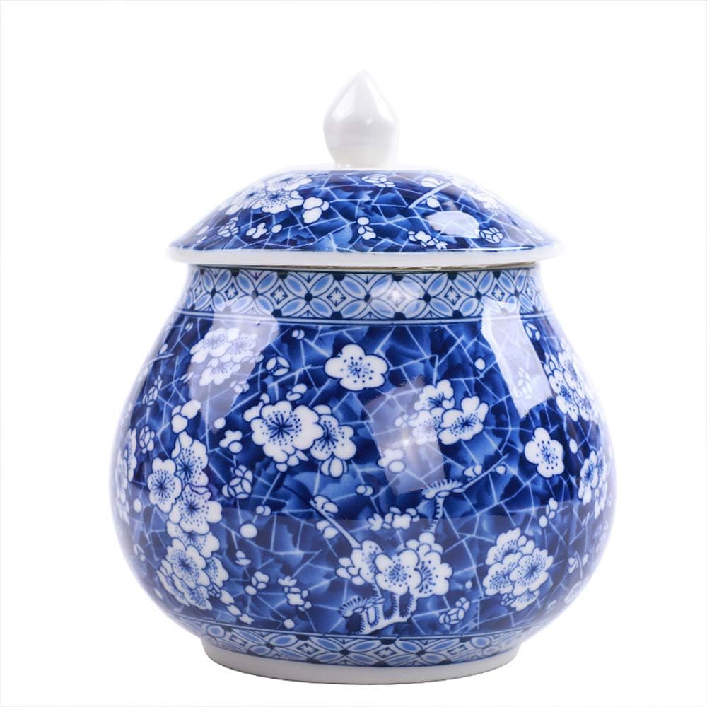 HUANG Ancient Chinese Style Creative Blue and White Ceramic Jar with Lid-store tea