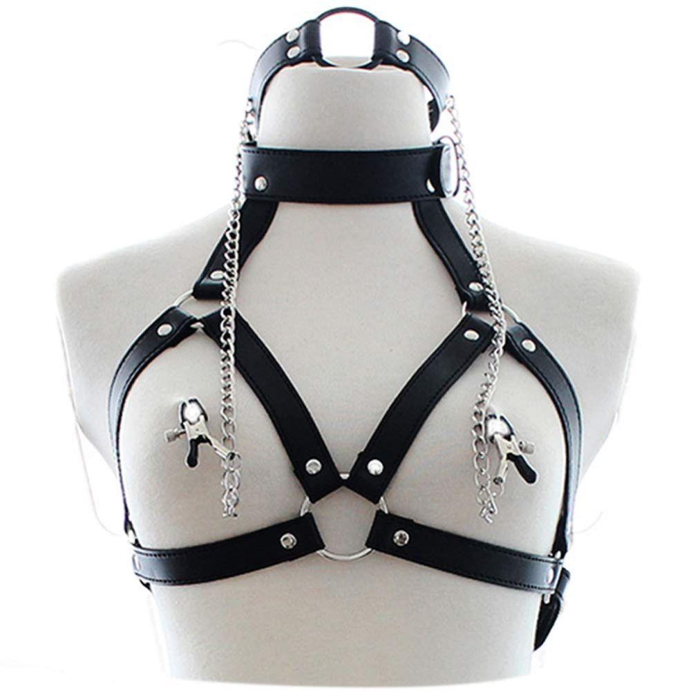 Harness Breast Restraint Nipple Clamp Neck Collar Bondage