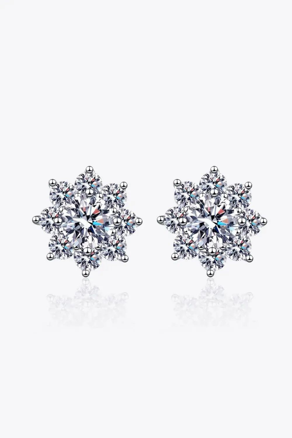 Moissanite Flower Earrings in 925 Sterling Silver - 1 Carat