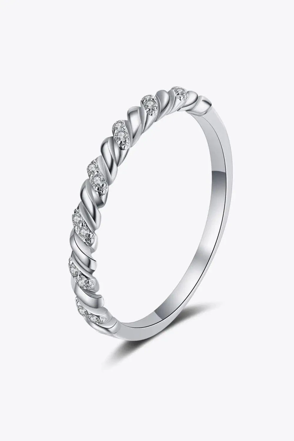 Moissanite Half-Eternity Ring with Rhodium Plate