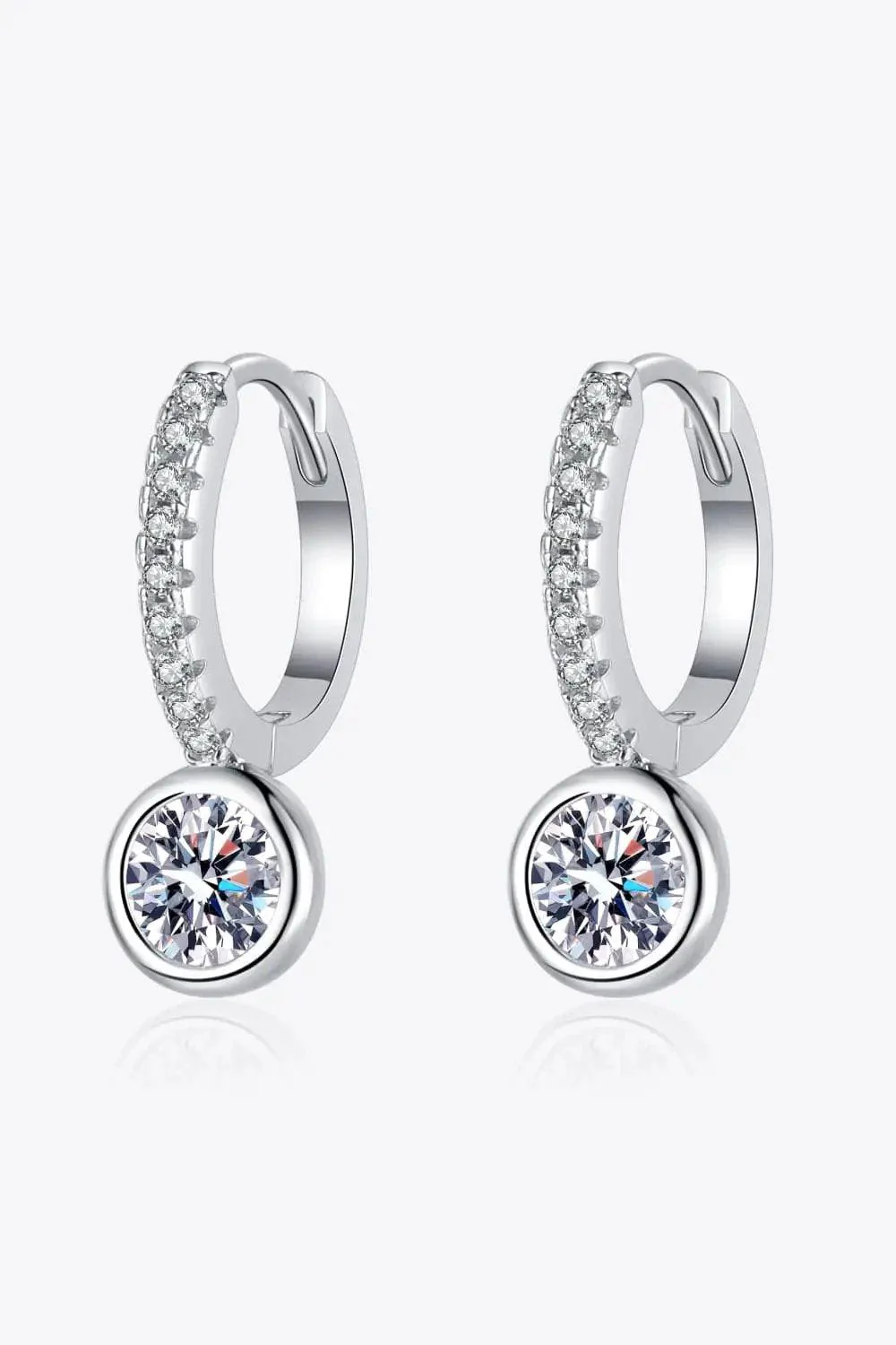 Drop Earrings with 1 Carat of Moissanite in Rhodium