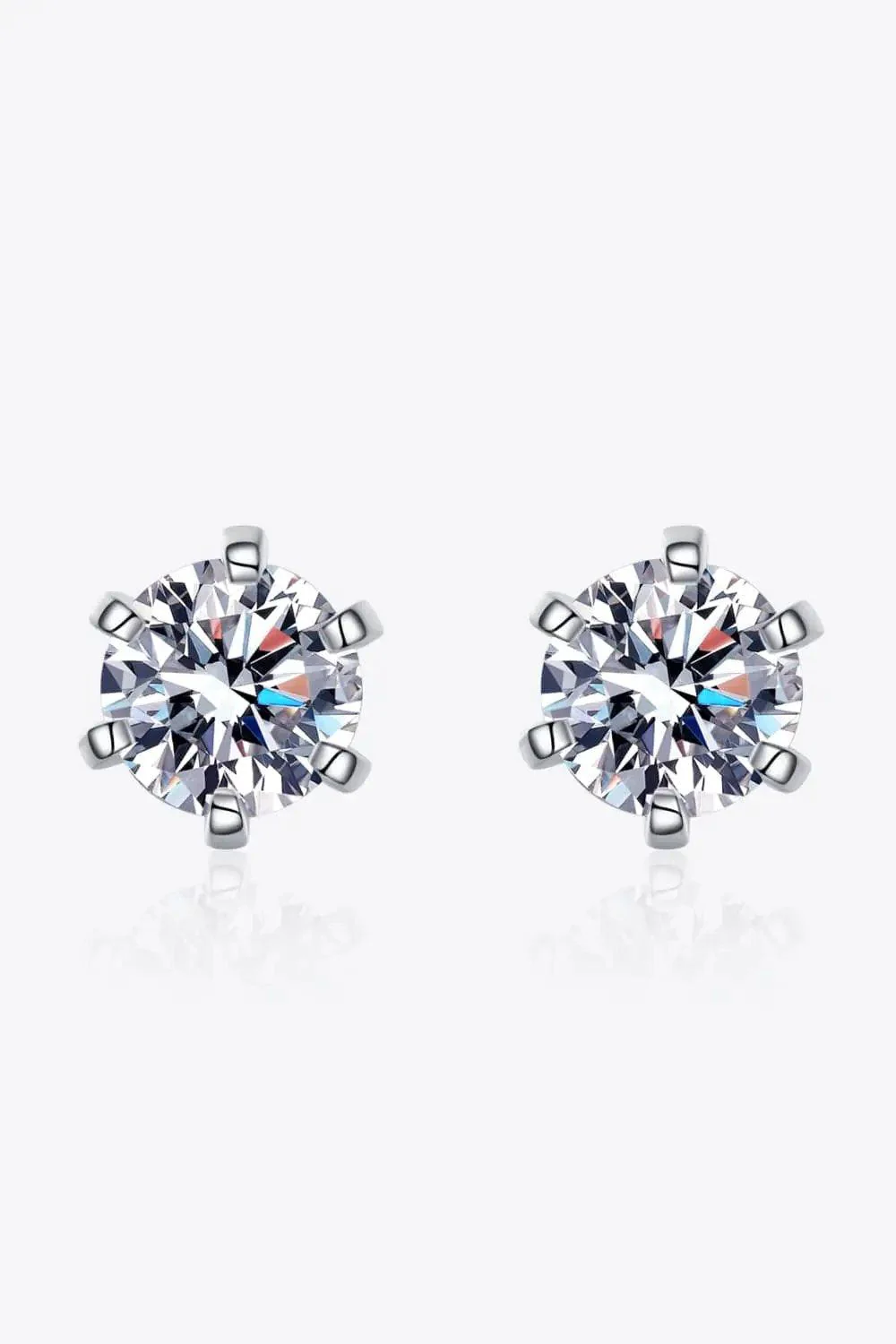 Rhodium-plated 1 carat moissanite stud earrings