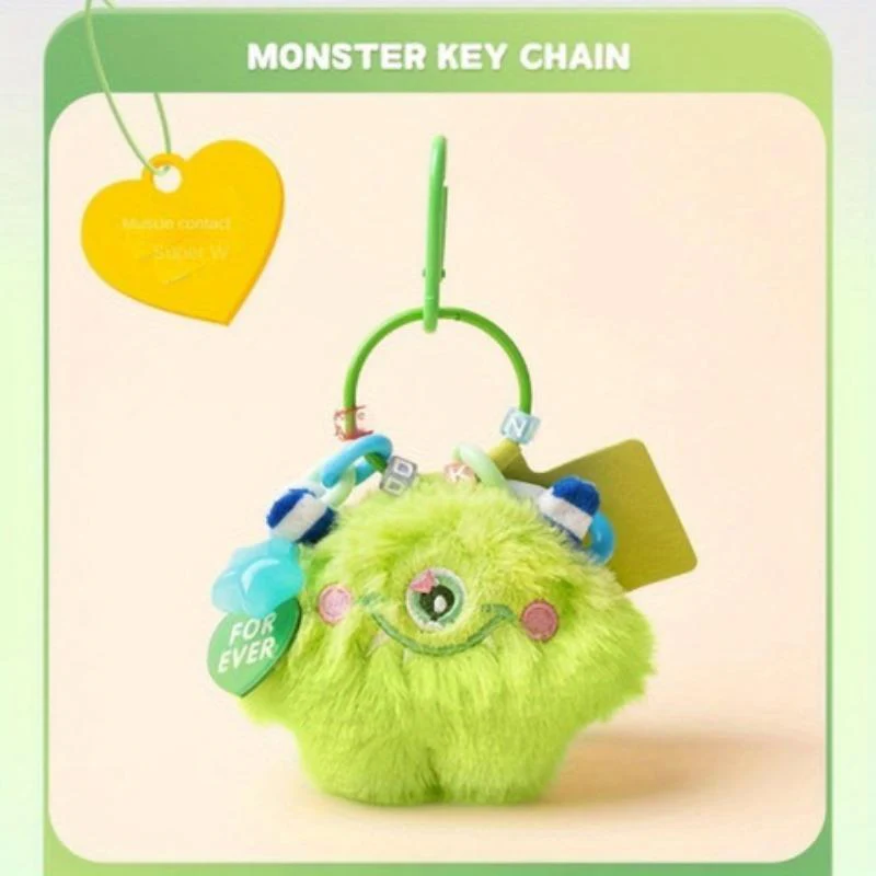 Cute Cartoon Plush Monster Keychain, Cute DIY Pendant For Mobile Phone Decor, Backpack Charms For Young Girls