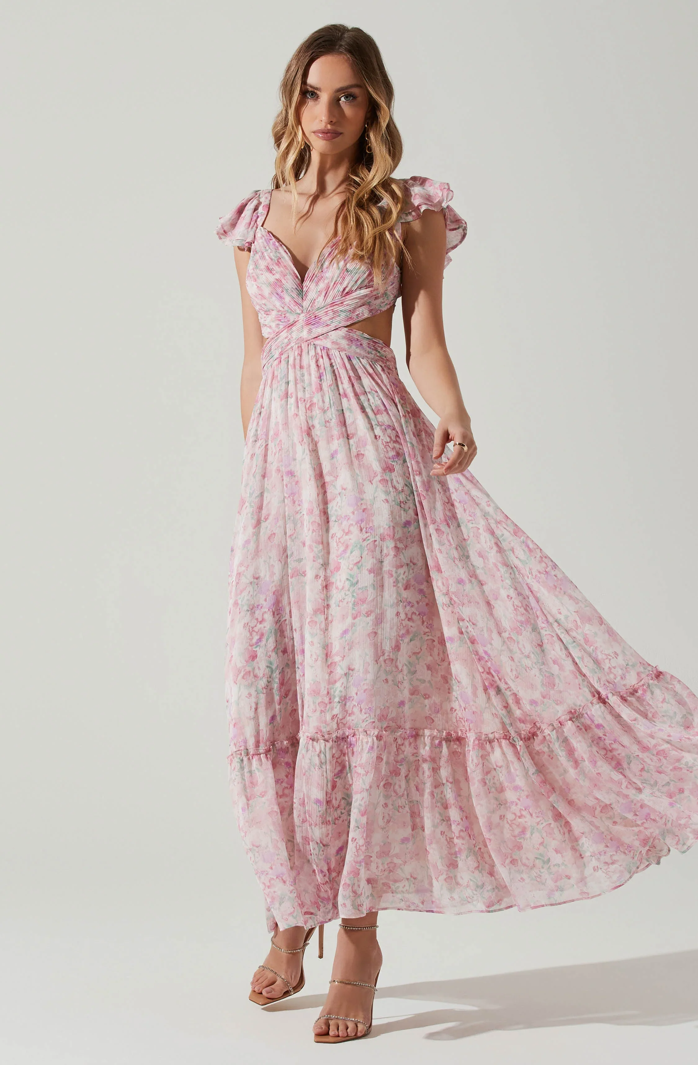 PRIMROSE FLORAL STRAPPY BACK MAXI DRESS