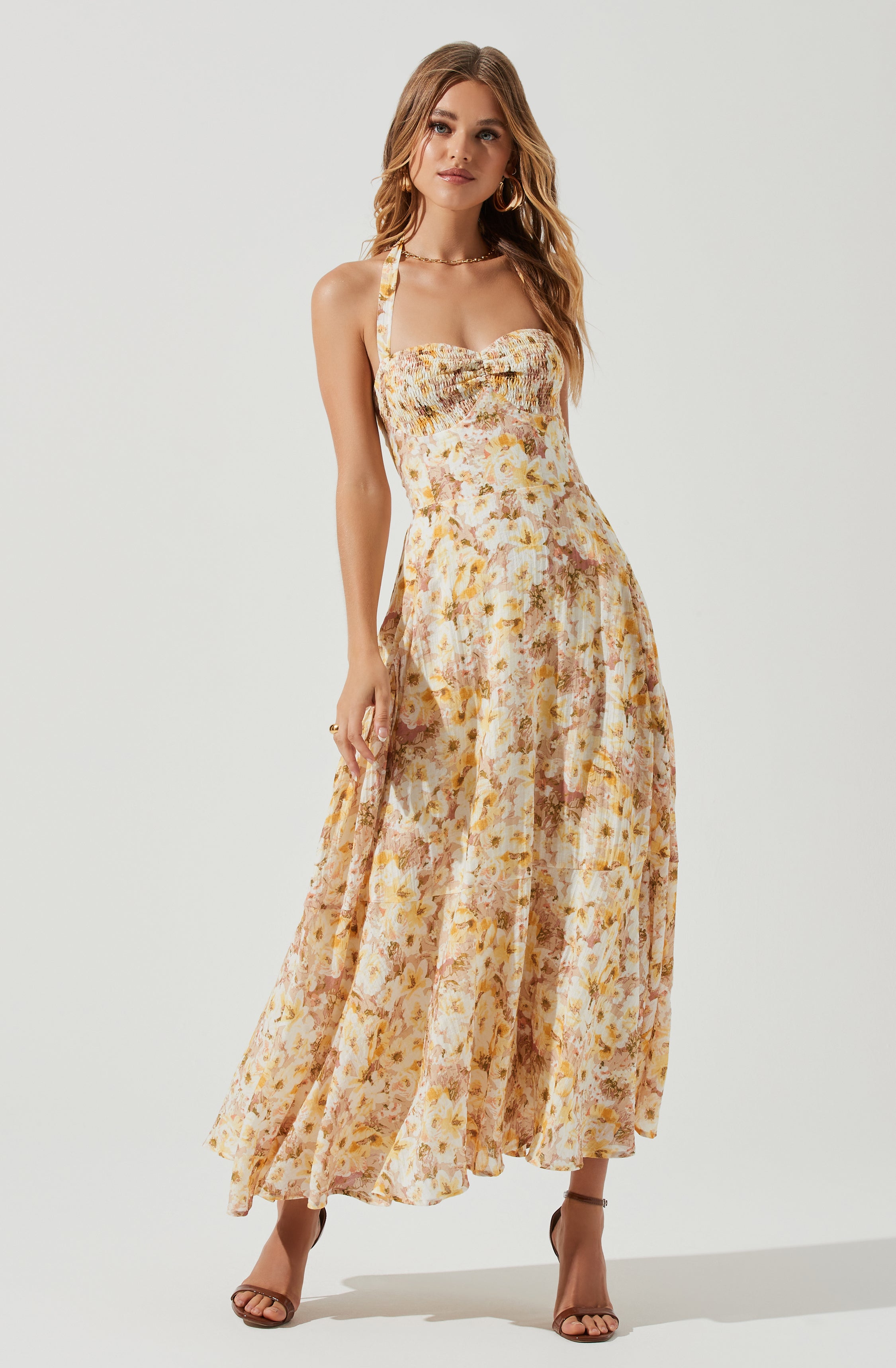 Mariella Floral Halter Midi Dress