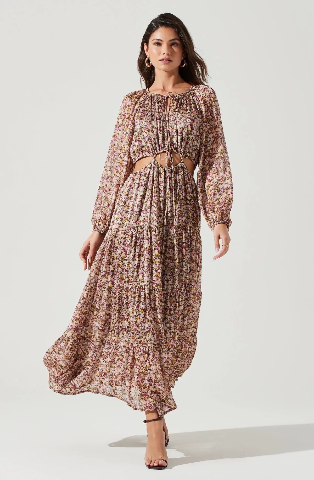 Freya Floral Cutout Midriff Maxi Dress