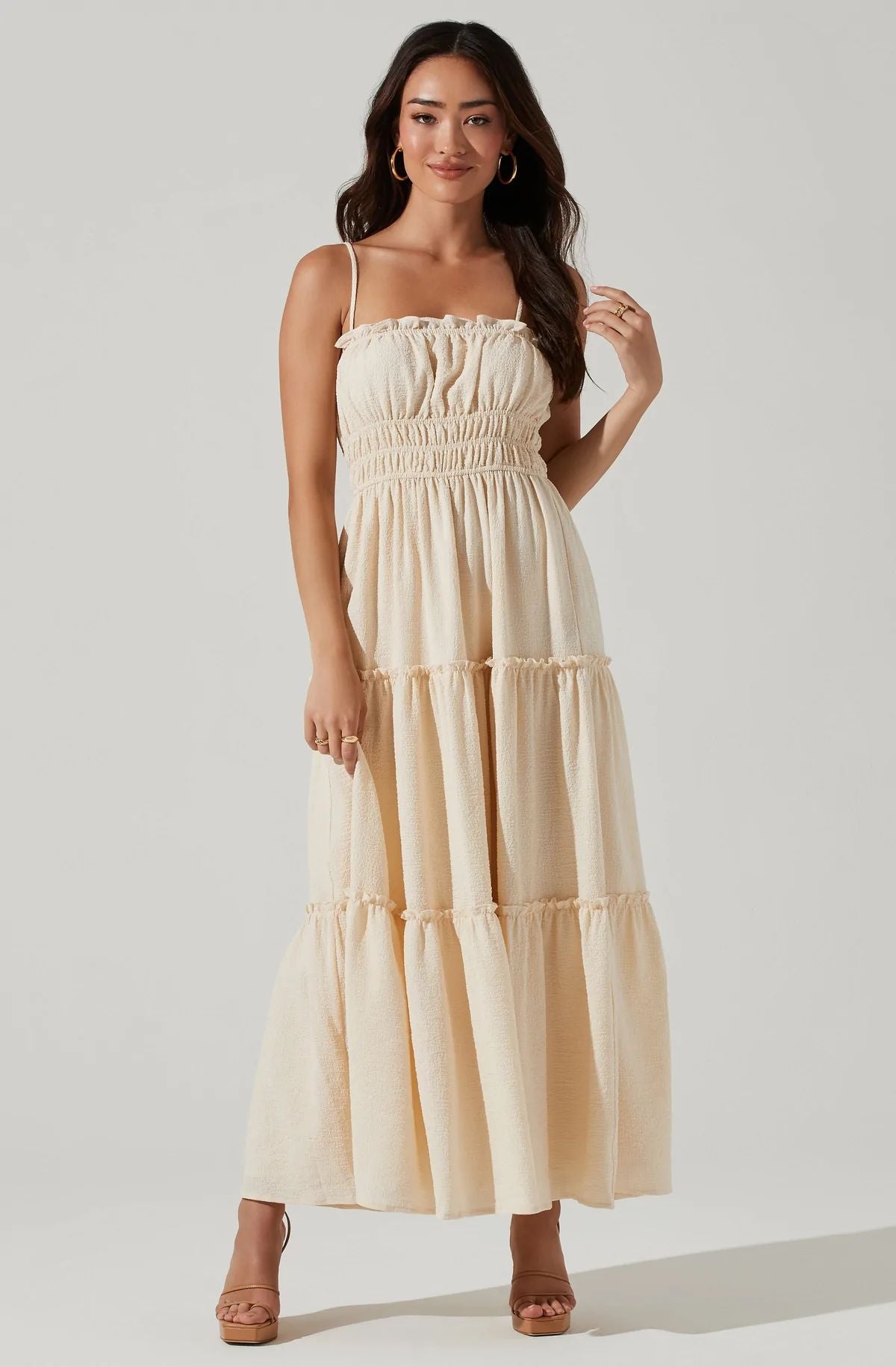 Smocked Crinkle Maxi Dress