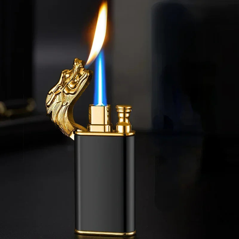 Dragon Cigarette Lighter Torch Lighter Butane Gas Jet Lighters Metal Smoking Accessories Windproof Flame Men Double Fire Gift