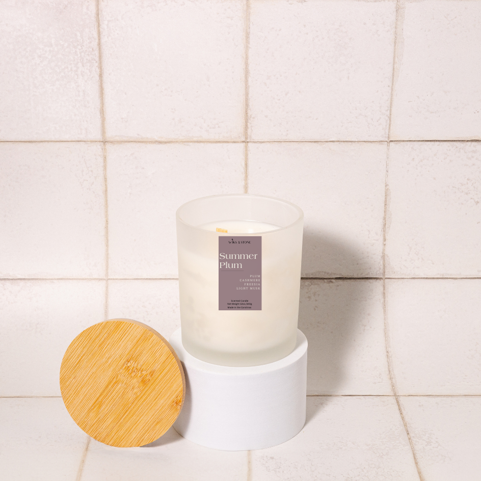 Summer + Plum Crackling Wood Wick Candle