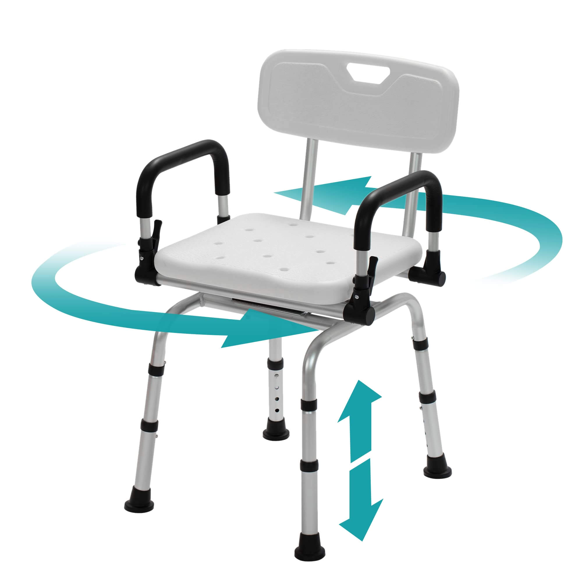 Rotating Shower Chair with Liftable Arms and Back