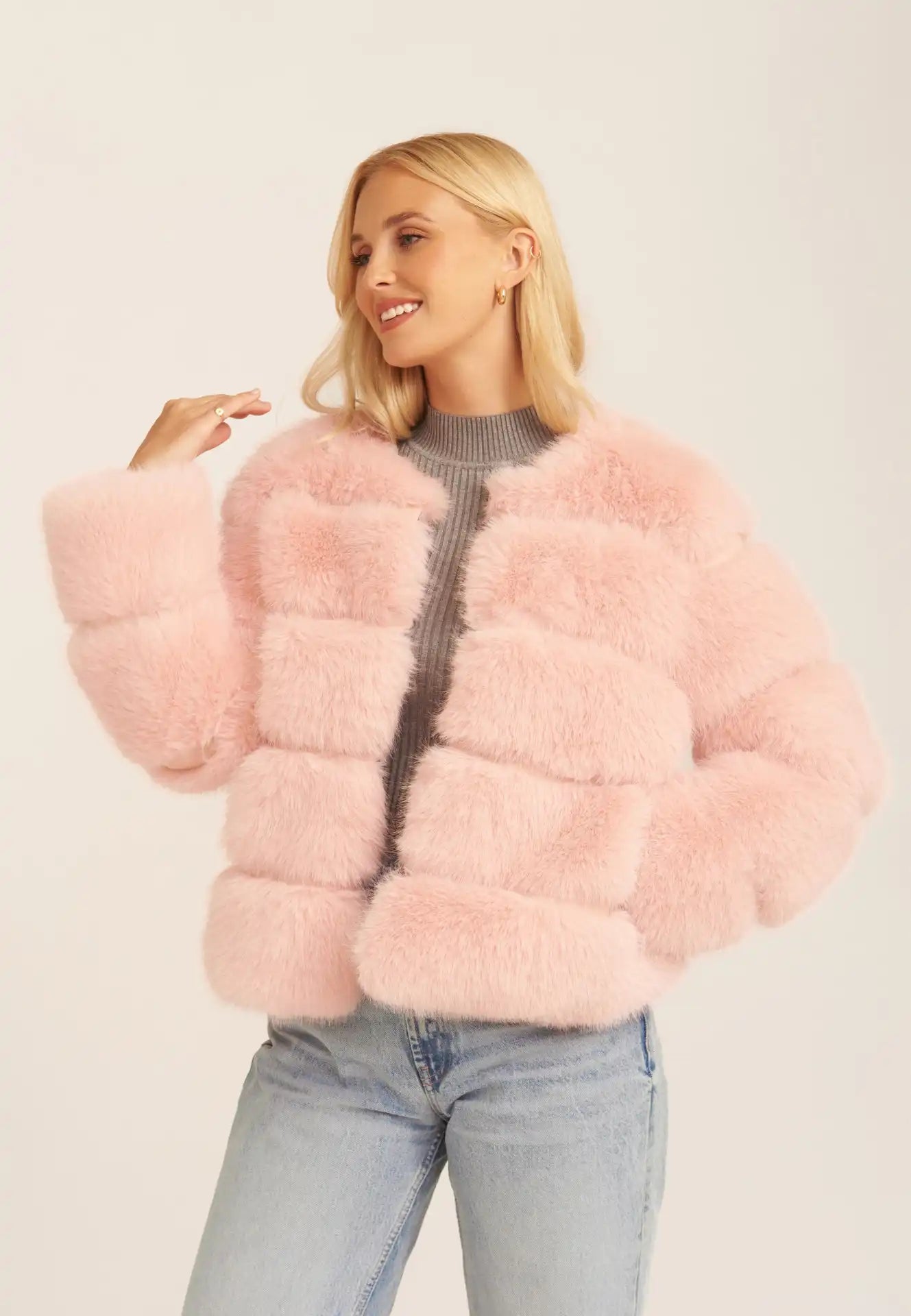 Pink Soft Touch Faux Fur Jacket