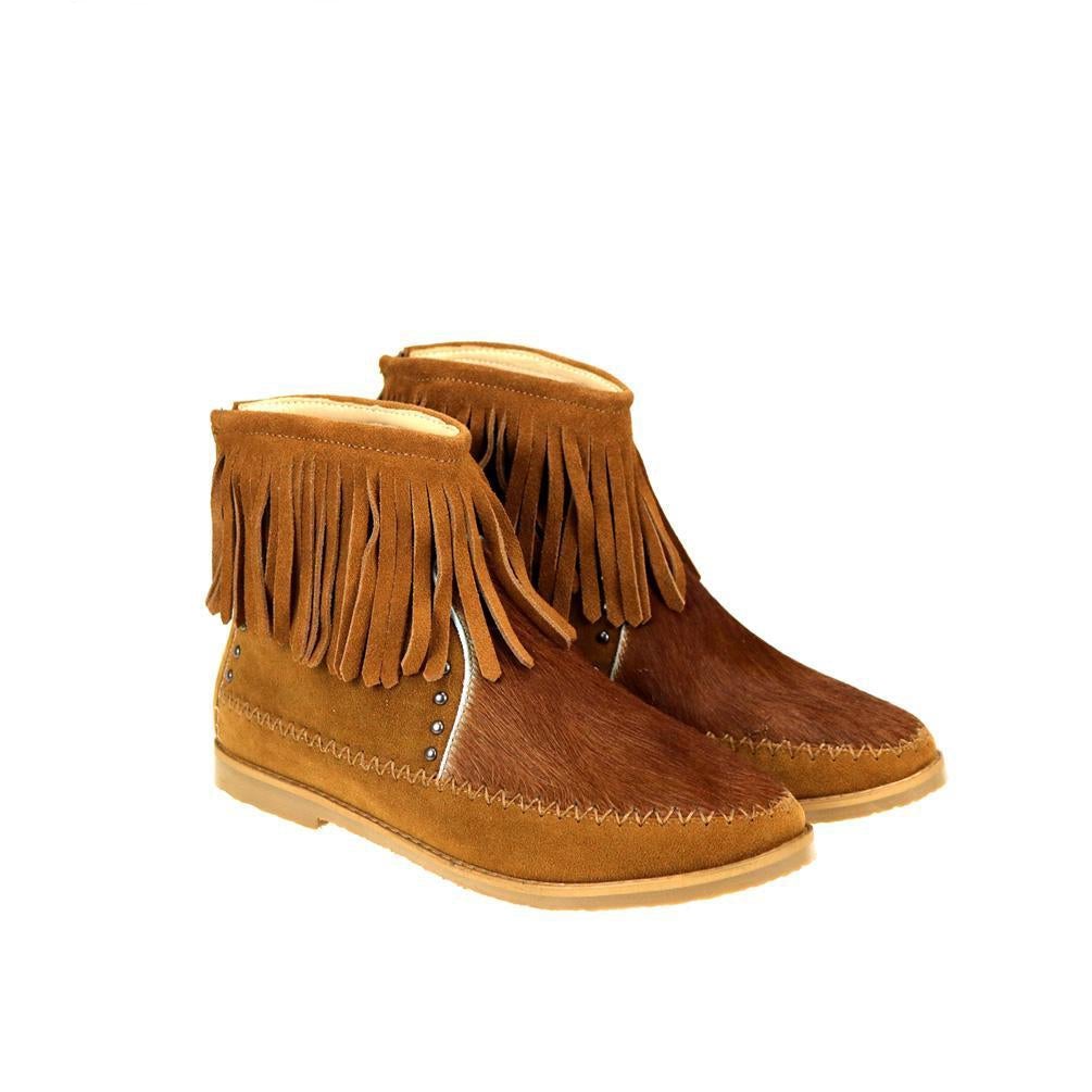 Montana West Western Booties Genuine Hair-On Cowhide - Brown