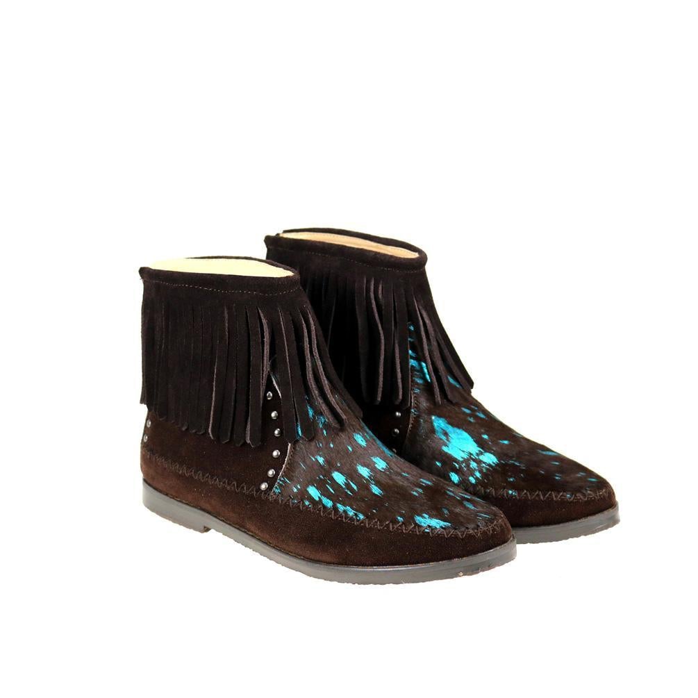 Montana West Western Booties Genuine Hair-On Hide - Coffee