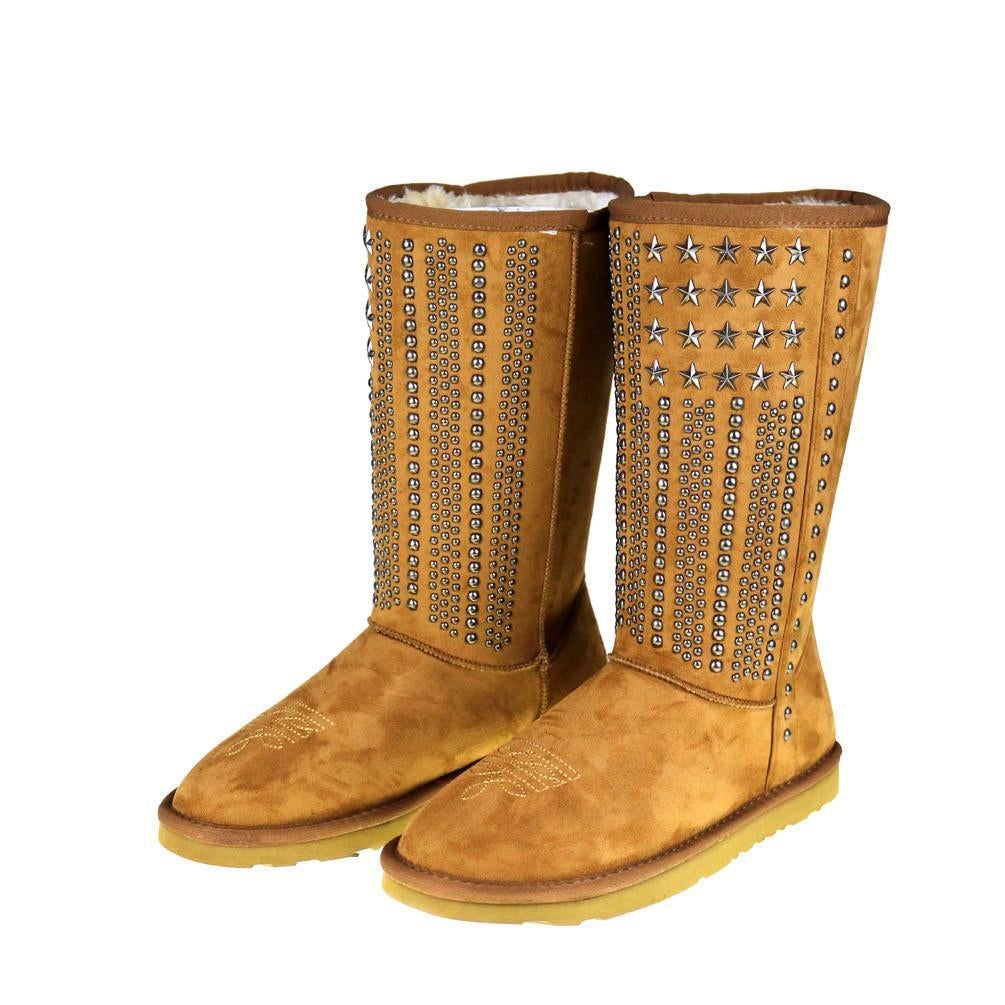 Montana West Studs Collection Boots Brown