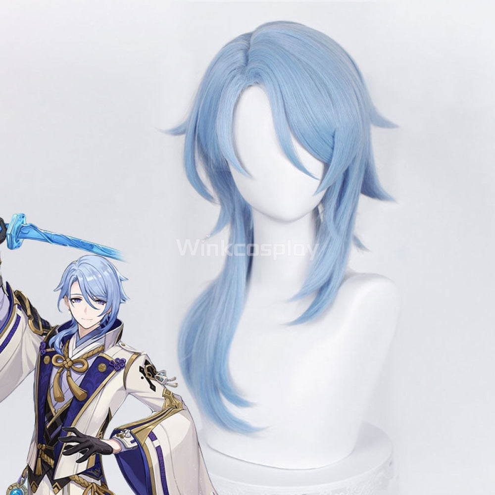 Genshin Impact Kamisato Ayato Blue Cosplay Wig