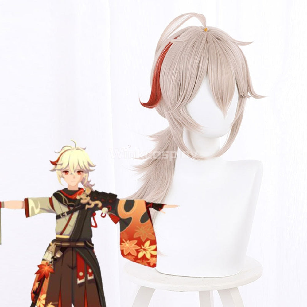 Genshin Impact Kazuha Yellow Pink Cosplay Wig