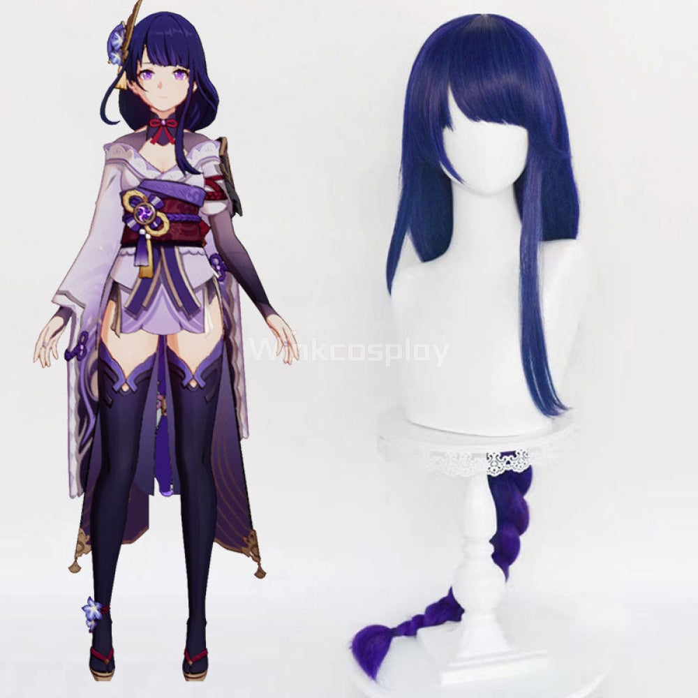 Genshin Impact Raiden Shogun Baal Blue Cosplay Wig