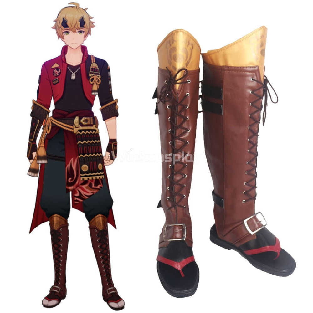 Genshin Impact Thoma Brown Shoes Cosplay Boots