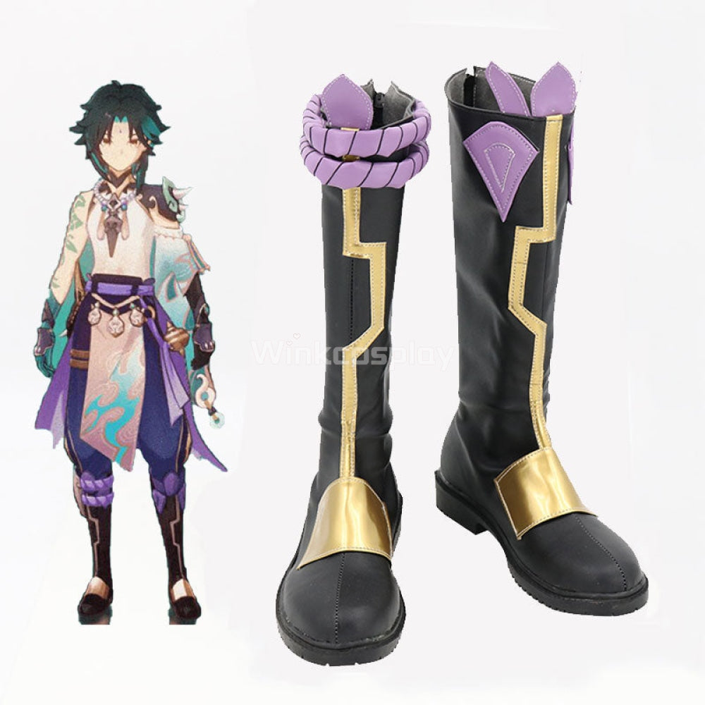 Genshin Impact Xiao Black Shoes Cosplay Boots