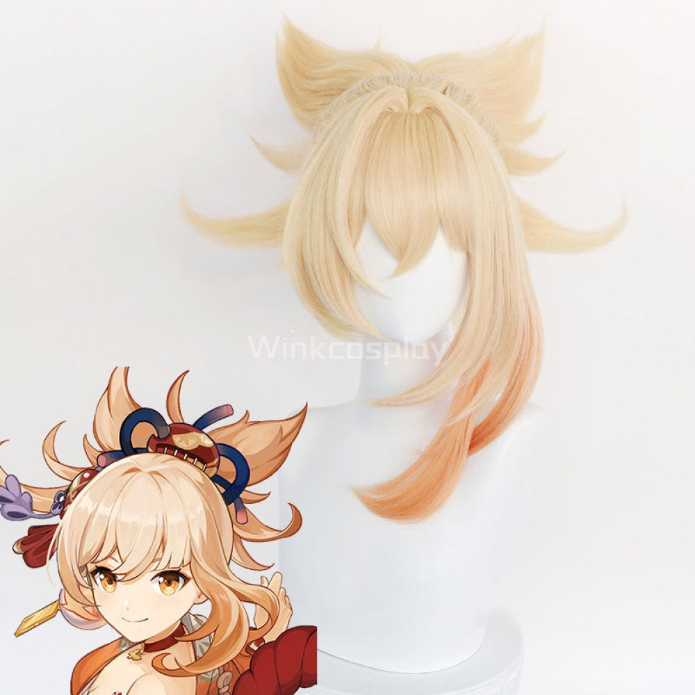 Genshin Impact Yoimiya Golden Orange Cosplay Wig