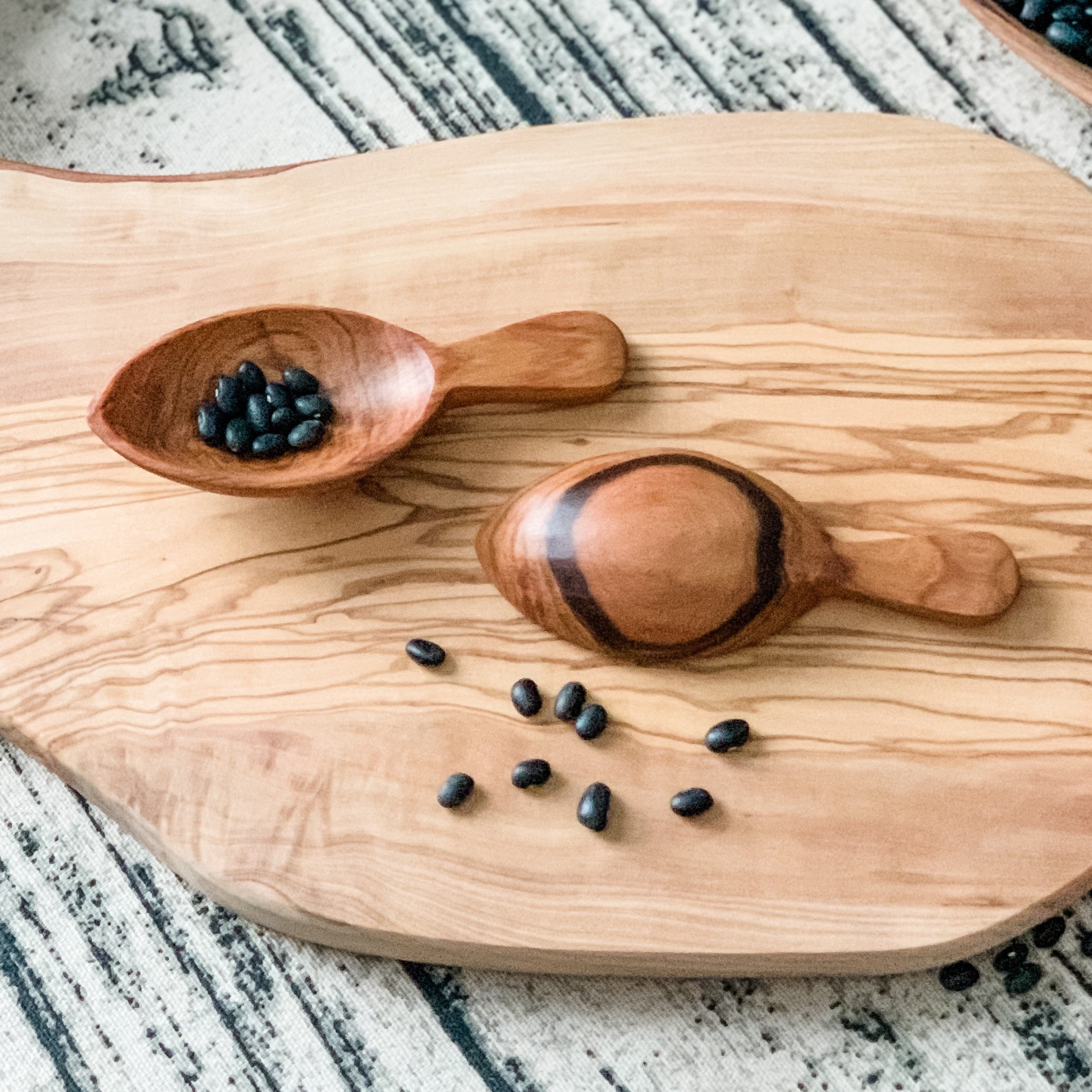 2 Olive Wood Leaf Scoops