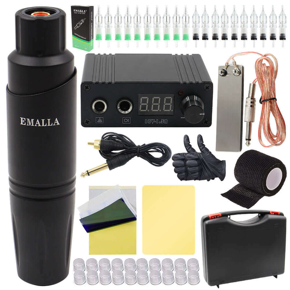 EMALLA Professional Kit - Rotary Tattoo Machine Pen T2 Bundle