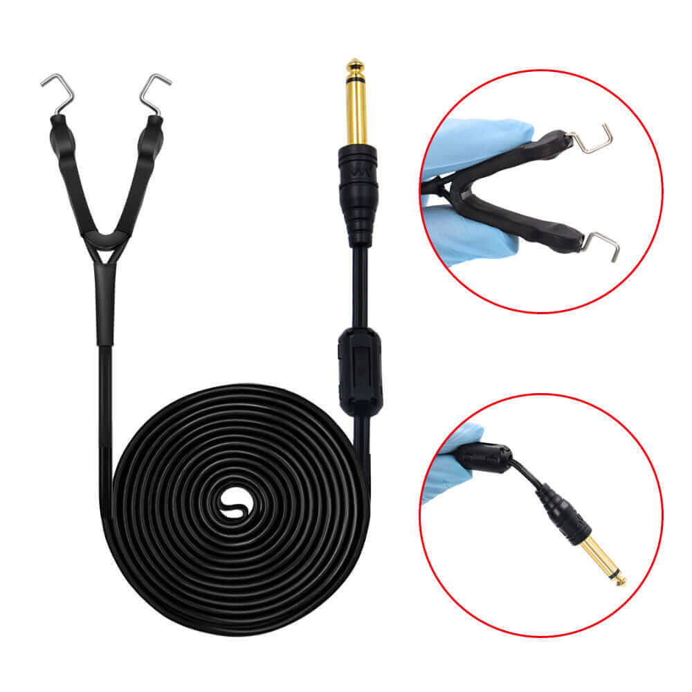 EMALLA PR2-A Tattoo Clip Cord -7FT Long Professional Silicone Tattoo Machine Cables Hook Line