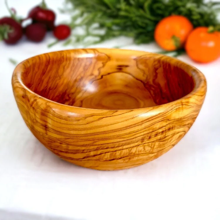 Olive Wood Small Handcrafted Wooden Bowl | Great for Sides, Cereal, Condiments, Spices | Various Sizes