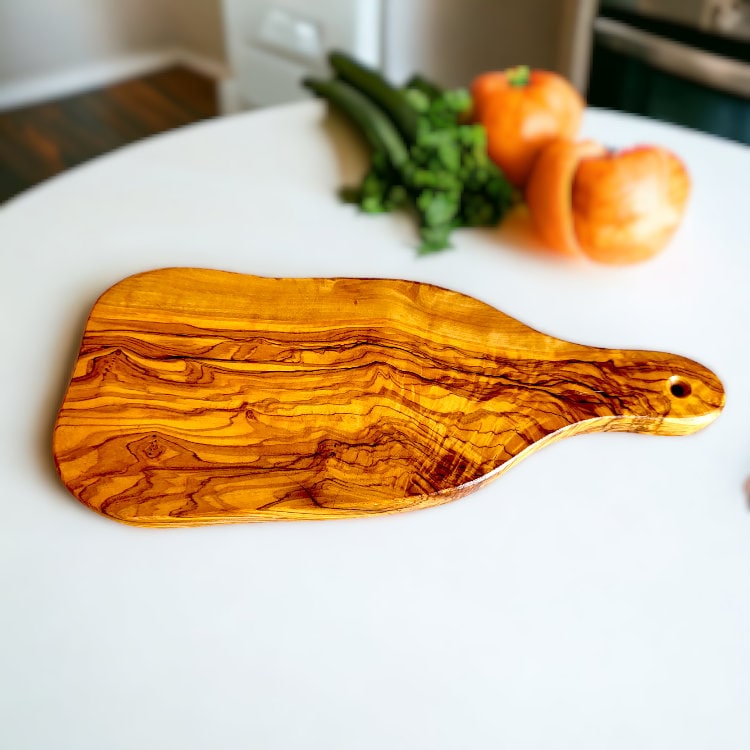 Olive Wood cheese Board with Handle 28 cm, natural, handmade, gift