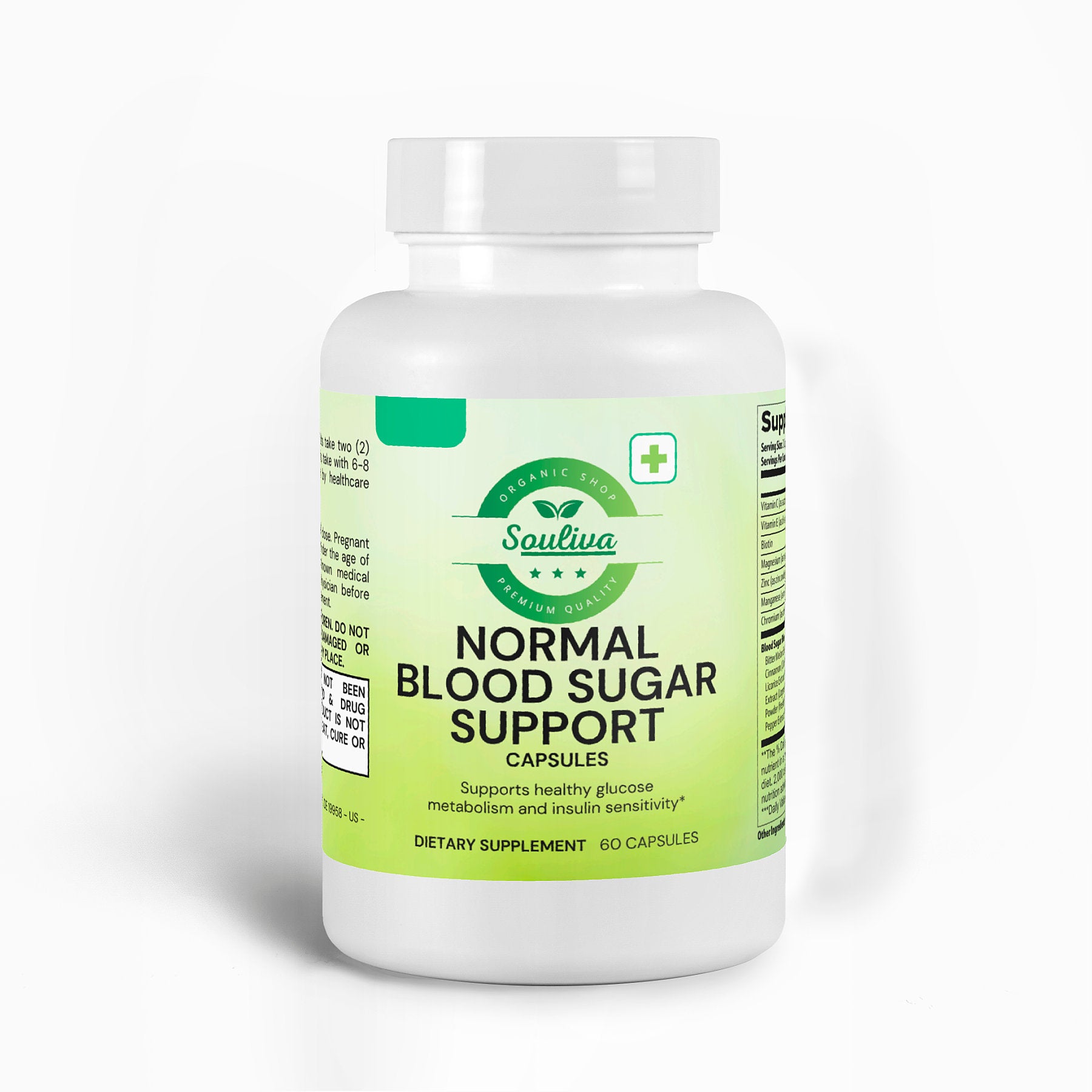 Souliva Blood Sugar Support – Natural Supplement for Healthy Glucose Metabolism & Insulin Sensitivity, 60 Capsules