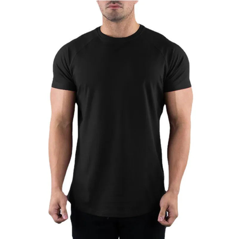 Camiseta simples para academia masculina - Verão, roupa de fitness, gola redonda, manga curta, camiseta de algodão, ajuste slim, ideal para musculação e treinos.