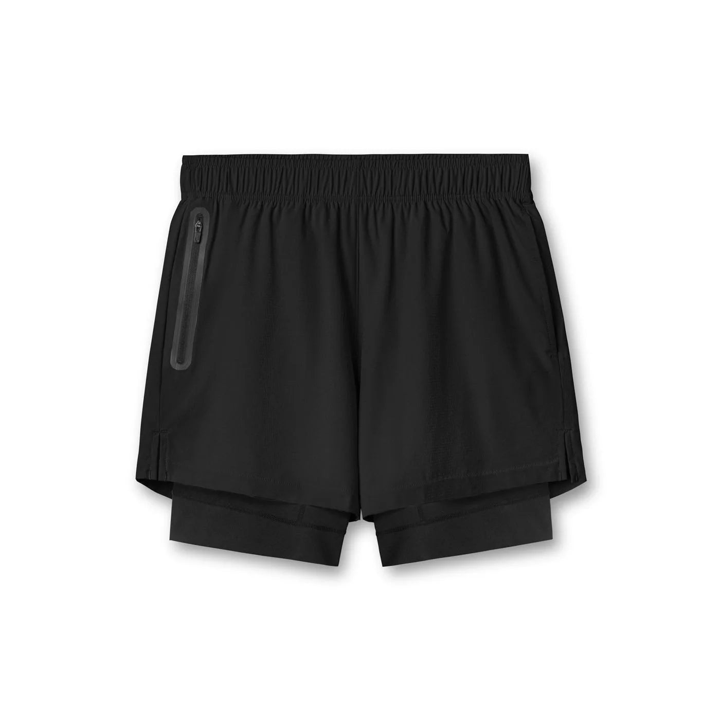Bermuda Masculina Novidade Cross-border Dupla Camada de Shorts Esportivos Sem Costura, Forro Elástico, Respirável, Fitness 2-em-1, Grande.