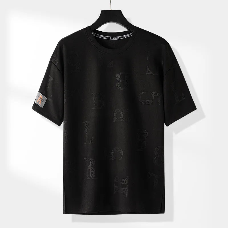 Camiseta Esportiva Hip Hop Streetwear Masculina, Camisetas Casuais Verão 2024 Manga Curta Preta Cáqui, Tamanhos Grandes 7XL 8XL 9XL.
