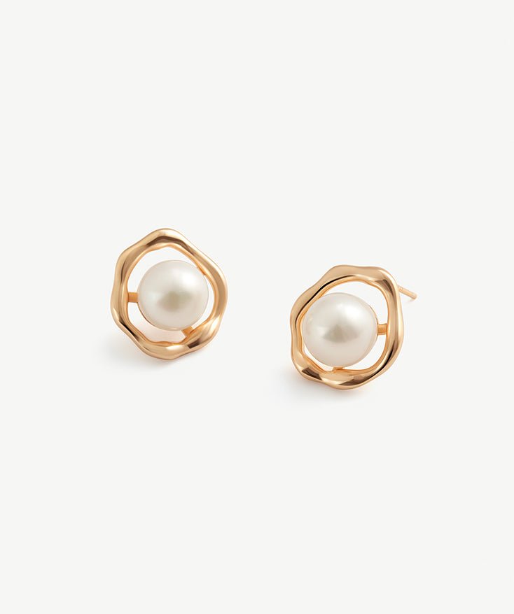 Molten Pearl Stud Earrings