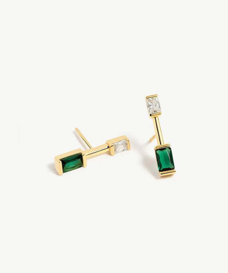 Royal Gemstone Bar Stud Earrings