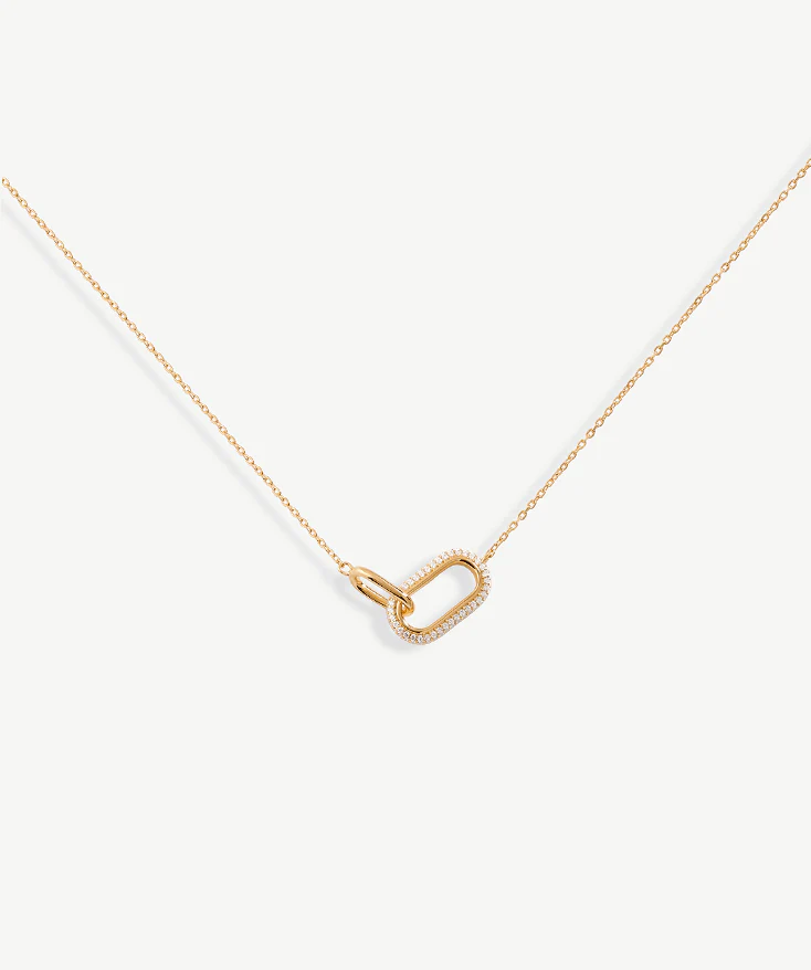 Modern Pave Interlocking Pendant Necklace