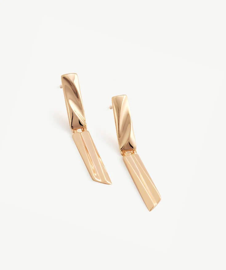 Modern Pressed Texture Bar Drop Earrings