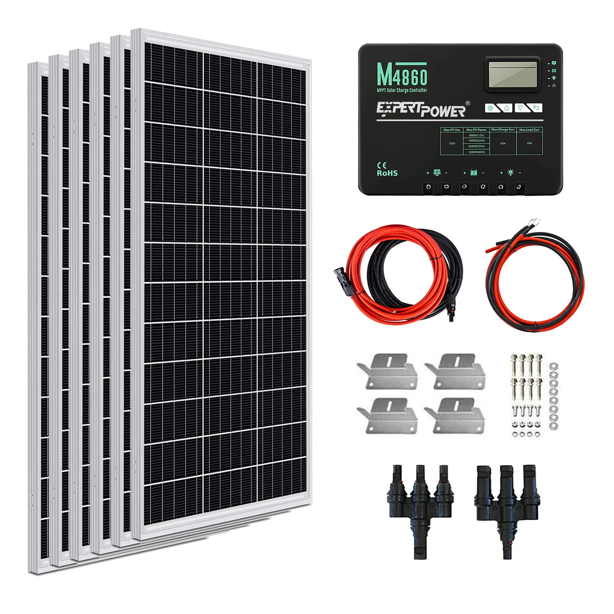 600W 12V Solar Panel Kit  with 60A MPPT Solar Charge Controller