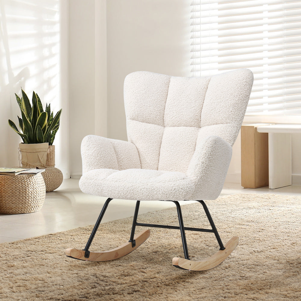 Tufted Linen Upholstered Rocking Chair