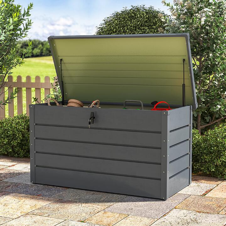 350L Metal Lockable Garden Storage Box Patio Waterproof Box