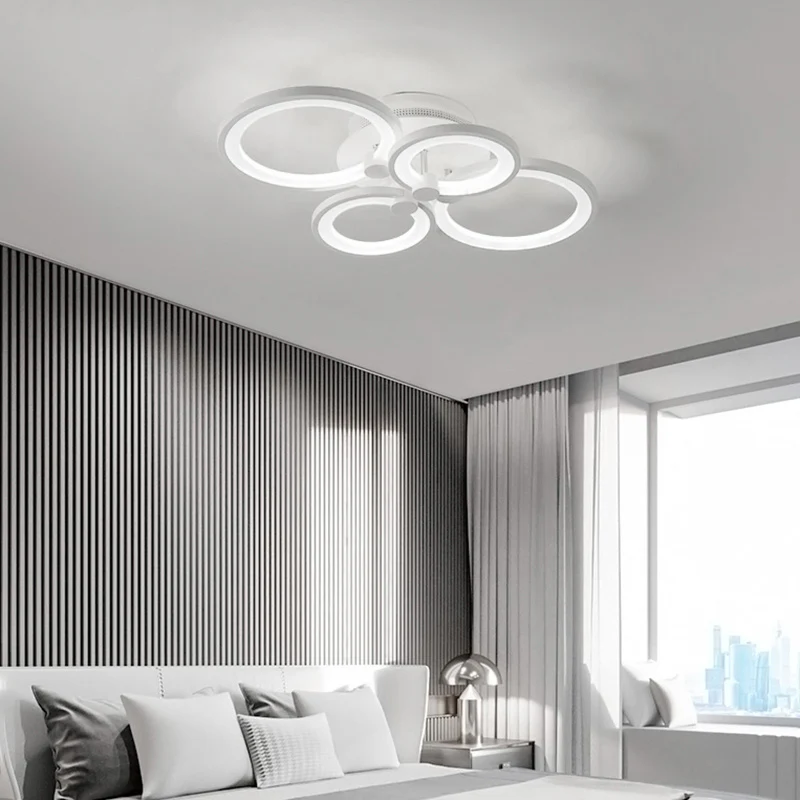 White Circular LED Semi Flush Mount Ceiling Light