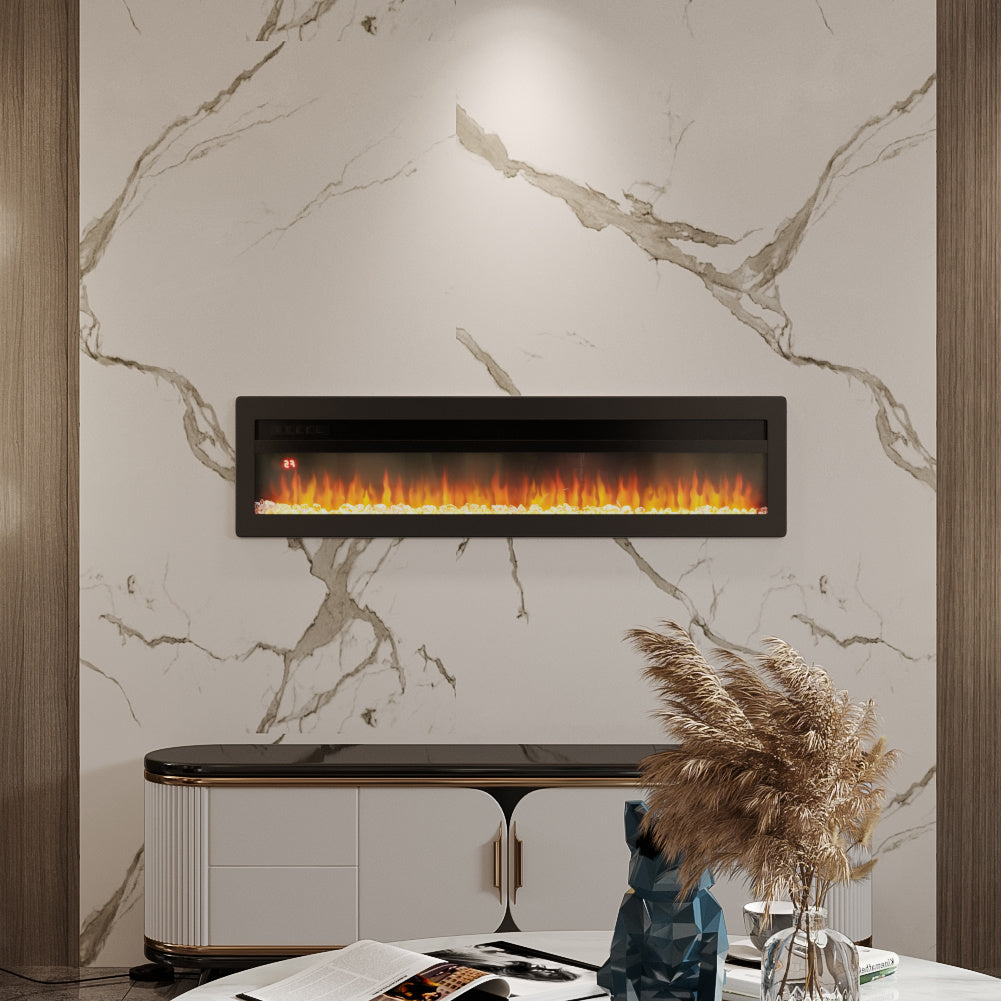 50 Inch Wall Mounted/Freestanding Electric Fireplace with Adjustable Flames