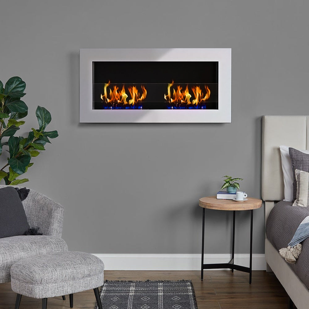 35 Inch Recessed/Wall Mounted Stainless Steel Ethanol Fireplace