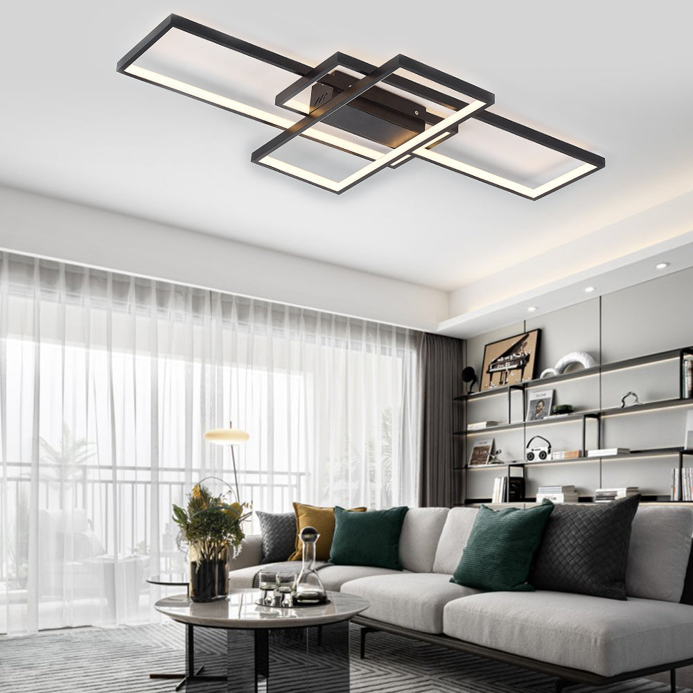 90/110Cm Wide Rectangular LED Semi-Flush Mount Ceiling Light