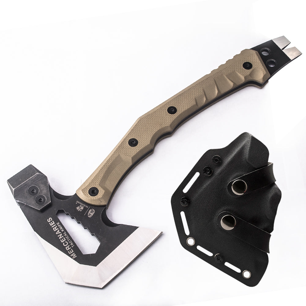 M.E. Bushcraft Full-Tang Tatical Axe Brown G10 (13'' 440 Stainless Steel) FT-02