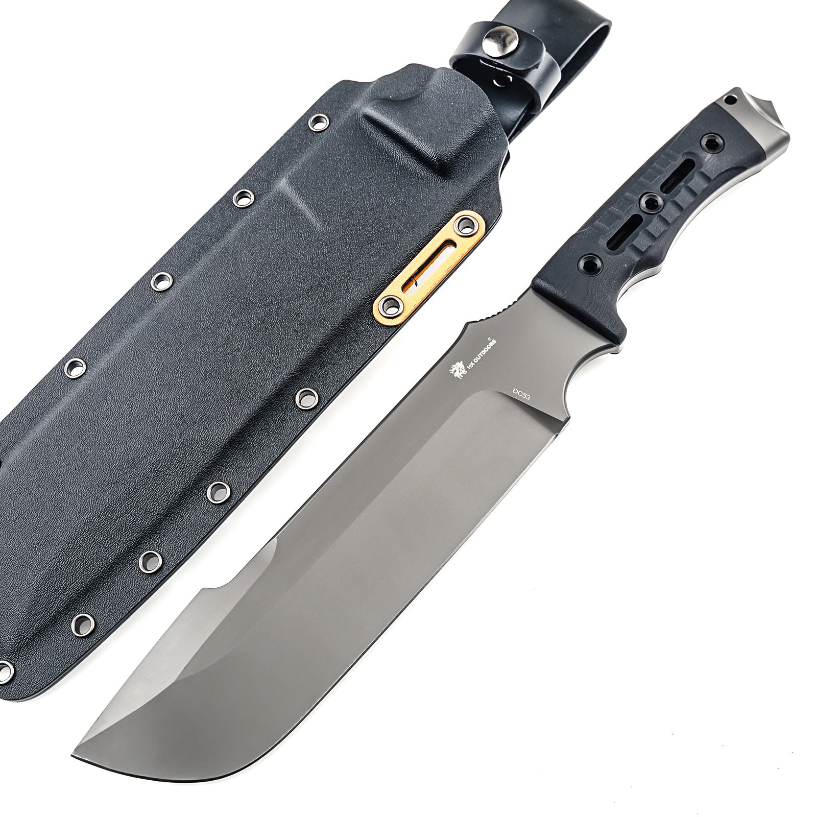 Orca Machete Fixed Blade Knife Black G10 (8'' DC53) D-324