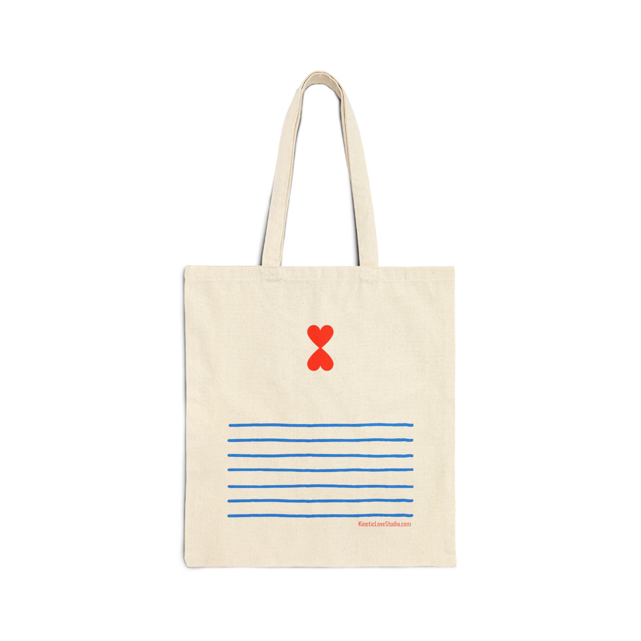 Tote Bag - Blue Stripes and Hearts French Chic Design Paris Street Style 100% Cotton