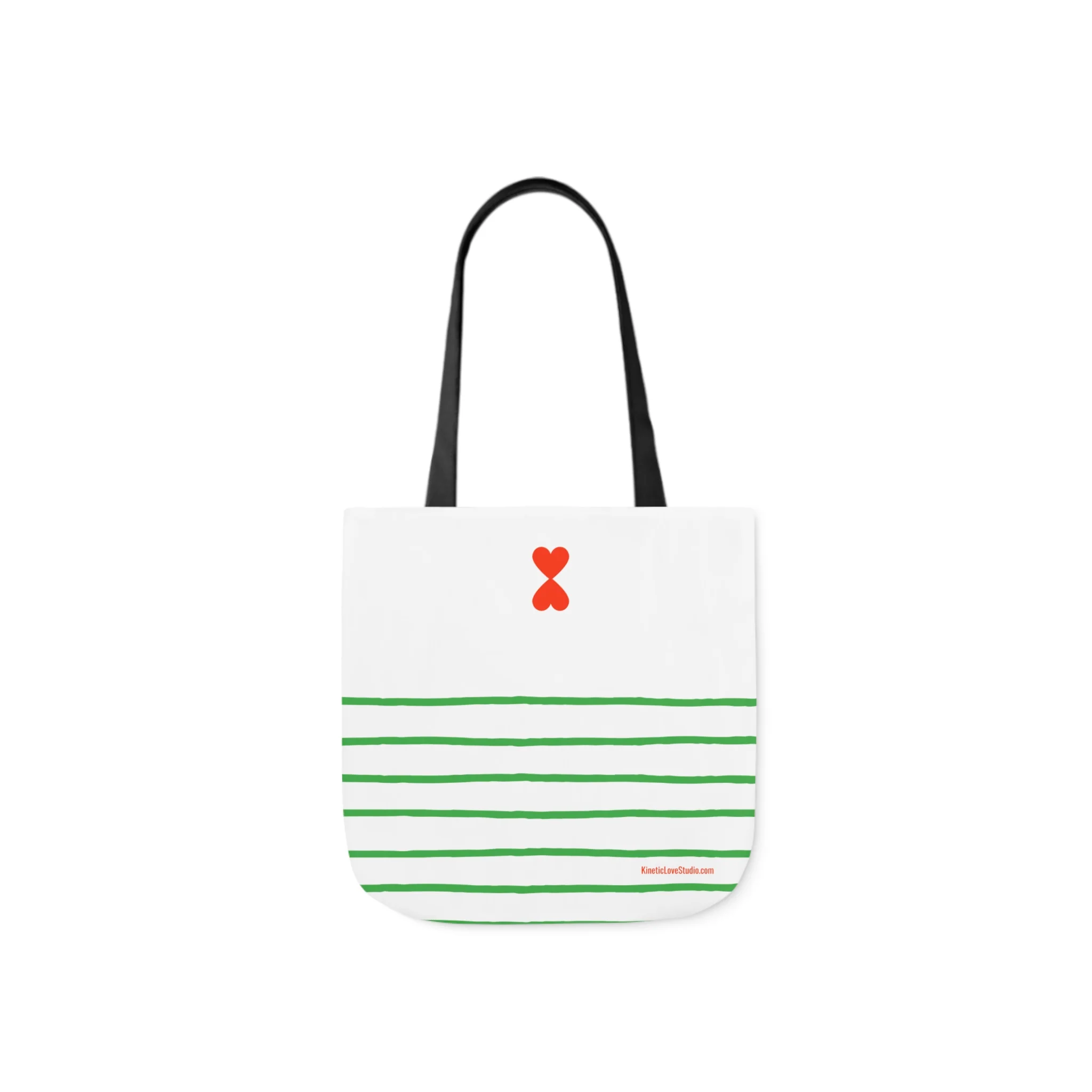 Canvas Tote Bag White Green Stripes - French Chic Stylish Trendy Design